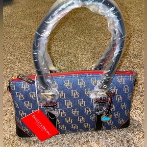 Dooney & Bourke Blue Satchel with Monogram Pattern